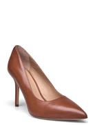 Lindella Ii Burnished Leather Pump Shoes Heels Pumps Classic Brown Lauren Ralph Lauren