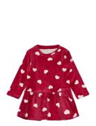 Dress Velour Hearts Dresses & Skirts Dresses Casual Dresses Long-sleeved Casual Dresses Red Lindex