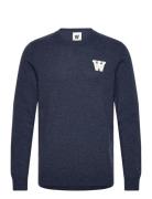 Wwtay L Tops Knitwear Round Necks Navy Double A By Wood Wood