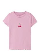 Nmflieve Ss Slim Top Tops T-Kortærmet Skjorte Pink Name It