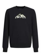 Jcomountain Logo Sweat Crew Neck Sn Jnr Tops T-shirts Long-sleeved T-Skjorte Black Jack & J S