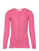 Rkbeatha Ls Cardigan W/ Lace Tops Knitwear Cardigans Pink Rosemunde Kids