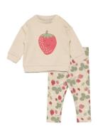 Set Sweatshirt Leggings Strawb Sets Sets With Long-sleeved T-shirt Beige Lindex