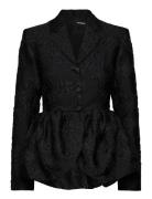 Jacquard Draped Blazer Blazers Single Breasted Blazers Black ROTATE Birger Christensen