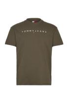 Tjm Reg Linear Logo Tee Ext Tops T-Kortærmet Skjorte Khaki Green Tommy Jeans