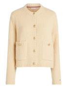 Textured Gold Button Lady Jacket Tops Knitwear Cardigans Cream Tommy Hilfiger