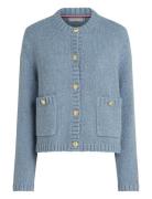 Textured Gold Button Lady Jacket Tops Knitwear Cardigans Blue Tommy Hilfiger