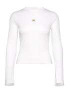 Woven Label Rib Ls Top Tops Shirts Long-sleeved White Calvin Klein Jeans