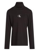 Rib Slim Ls Roll Neck Top Tops T-shirts Long-sleeved T-Skjorte Black Calvin Klein