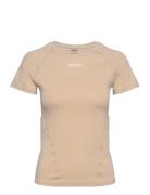 Soft Basic Short Sleeve Sport T-shirts & Tops Short-sleeved Beige Aim´n