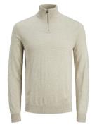 Jjeemil Knit Half Zip Noos Jnr Tops Knitwear Pullovers Beige Jack & J S