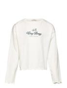 Embroidered Detail Cotton T-Shirt Tops T-shirts Long-sleeved T-Skjorte White Mango