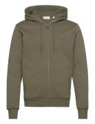 Reg Tonal Shield Full Zip Hoodie Tops Sweatshirts & Hoodies Hoodies Khaki Green GANT