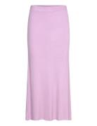 Fine Knit Rib A-Line Skirt Skirts Knee-length & Midi Skirts Pink Davida Cashmere