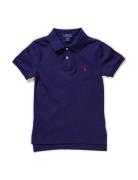 Slim Fit Cotton Mesh Polo Shirt Tops T-shirts Polo Shirts Short-sleeved Polo Shirts Blue Ralph Lauren Kids