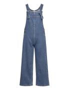 Long Denim Dungarees Bottoms Dungarees Blue Mango