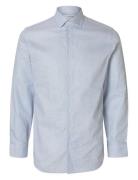 Slhslim-Ethan Shirt Ls Aop Spread Noos Tops Shirts Casual Blue Selected Homme