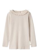 Nmfrachel Nis Ls Slim Top Lil Noos Tops T-shirts Long-sleeved T-Skjorte Beige Lil'Atelier