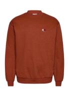 Clyde Aop Sweatshirt Tops Sweatshirts & Hoodies Sweatshirts Orange Les Deux
