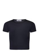 Vile Tshirt Shiny Blue Jersey Tops Crop Tops Short-sleeved Crop Tops Navy Hope