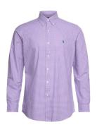 Custom Fit Gingham Stretch Poplin Shirt Tops Shirts Casual Purple Polo Ralph Lauren