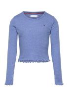 Slub Knit Top Ls Tops T-shirts Long-sleeved T-Skjorte Blue Tommy Hilfiger