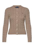 Cable-Knit Cotton Crewneck Cardigan Tops Knitwear Cardigans Beige Polo Ralph Lauren