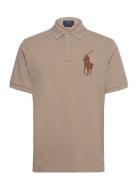 Classic Fit Leather-Pony Mesh Polo Shirt Tops Polos Short-sleeved Beige Polo Ralph Lauren