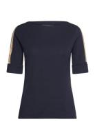 Two-T Stretch Cotton Elbow-Sleeve Tee Tops T-shirts & Tops Short-sleeved Navy Lauren Ralph Lauren