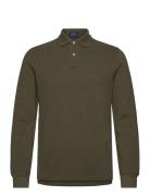 Custom Slim Fit Mesh Polo Shirt Tops Polos Long-sleeved Khaki Green Polo Ralph Lauren