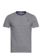 Custom Slim Fit Striped Jersey T-Shirt Tops T-Kortærmet Skjorte Navy Polo Ralph Lauren