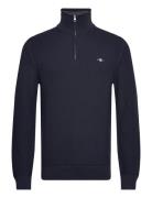 Cotton Micro Textured Half Zip Tops Knitwear Half Zip Jumpers Navy GANT