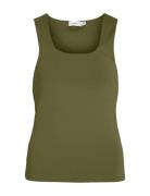 Vikenza U-Neck S/L Tank Top - Noos Tops T-shirts & Tops Sleeveless Khaki Green Vila