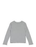 T-Shirt Ls Rib Tops T-shirts Long-sleeved T-Skjorte Grey Huttelihut