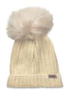 Hat Knit W. Alpaca Pompom Accessories Headwear Hats Winter Hats Beige Huttelihut