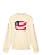 Flag Knit C-Neck Tops Knitwear Pullovers Cream GANT