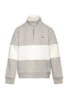 Color Blocked Shield Half Zip Tops Sweatshirts & Hoodies Sweatshirts Grey GANT