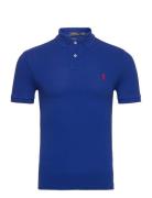 Slim Fit Mesh Polo Shirt Tops Polos Short-sleeved Blue Polo Ralph Lauren