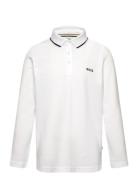 Long Sleeve Polo Tops T-shirts Polo Shirts Long-sleeved Polo Shirts White BOSS