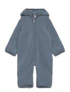 Pram Suit Ears Wool Fleece  Outerwear Fleece Outerwear Fleece Coveralls Blue Huttelihut