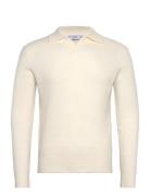 Knitted Polo Sweater With Squared Structure Tops Knitwear Long Sleeve Knitted Polos Cream Mango