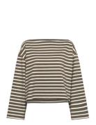 Striped Boatneck Mariner Tee Tops Shirts Long-sleeved Khaki Green Polo Ralph Lauren