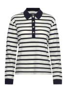 Breton Stripe Ls Pique Polo Tops T-shirts & Tops Polos Cream GANT