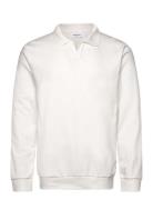 Jersey Split Neck W. Collar L/ Tops Sweatshirts & Hoodies Sweatshirts White Lindbergh