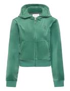 Diamante Zip Through Hoodie Tops Sweatshirts & Hoodies Hoodies Green Juicy Couture