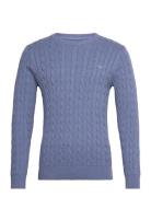 Cotton Cable C-Neck Tops Knitwear Round Necks Blue GANT