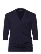 Surplice Jersey Top Tops T-shirts & Tops Long-sleeved Navy Lauren Women