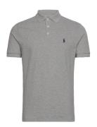 Custom Slim Fit Stretch Mesh Polo Shirt Tops Polos Short-sleeved Grey Polo Ralph Lauren