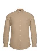 Slim Fit Garment-Dyed Oxford Shirt Tops Shirts Casual Beige Polo Ralph Lauren