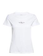 Gradient Monologo Slim Tee Tops T-shirts & Tops Short-sleeved White Calvin Klein Jeans